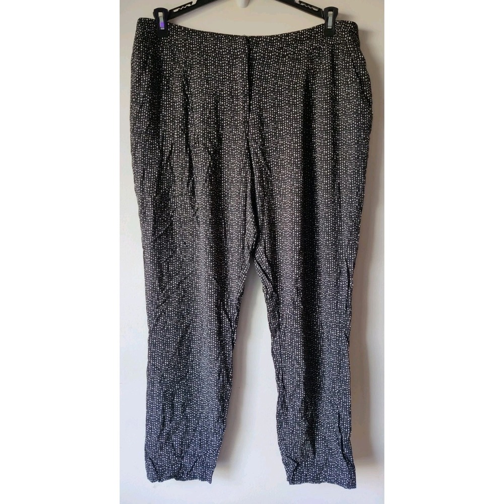 Cynthia Rowley Women's Tapered Black/White Pola Dot Pants Size Large Flowy Light